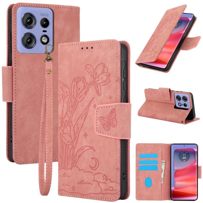 Flip Cover Motorola Edge 50 Pro Blomstertryksrem