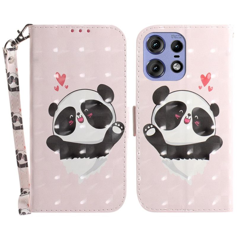 Flip Cover Til Motorola Edge 50 Pro Panda Love Med Rem