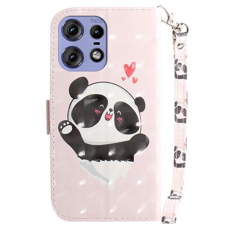 Flip Cover Til Motorola Edge 50 Pro Panda Love Med Rem