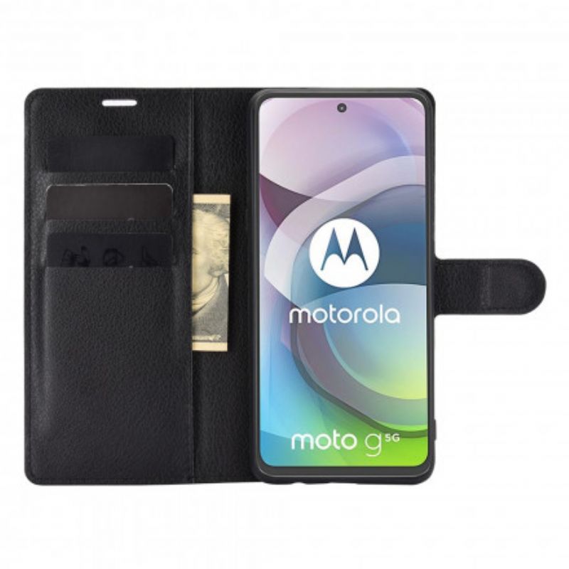 Flip Cover Moto G 5G Klassisk Litchi-effekt