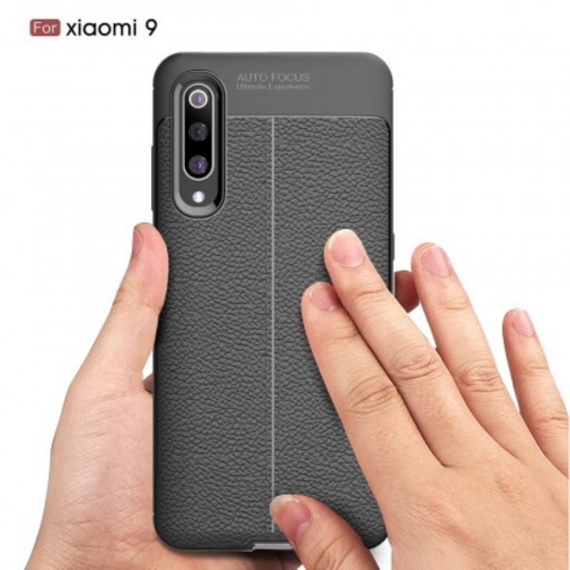 Cover Xiaomi Mi 9 Dobbelt Linje Litchi Lædereffekt