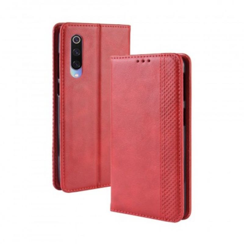 Cover Xiaomi Mi 9 Flip Cover Vintage Stiliseret Lædereffekt