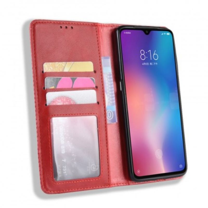 Cover Xiaomi Mi 9 Flip Cover Vintage Stiliseret Lædereffekt