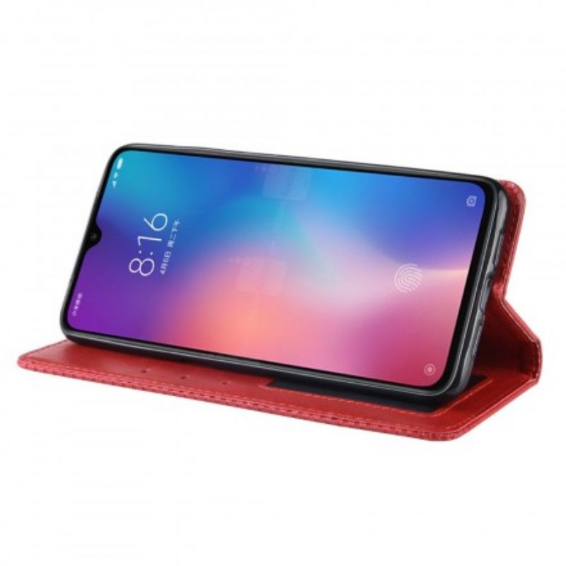 Cover Xiaomi Mi 9 Flip Cover Vintage Stiliseret Lædereffekt