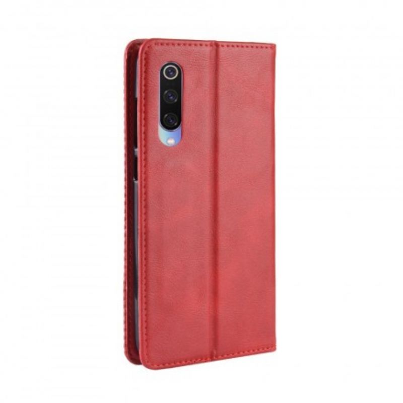 Cover Xiaomi Mi 9 Flip Cover Vintage Stiliseret Lædereffekt