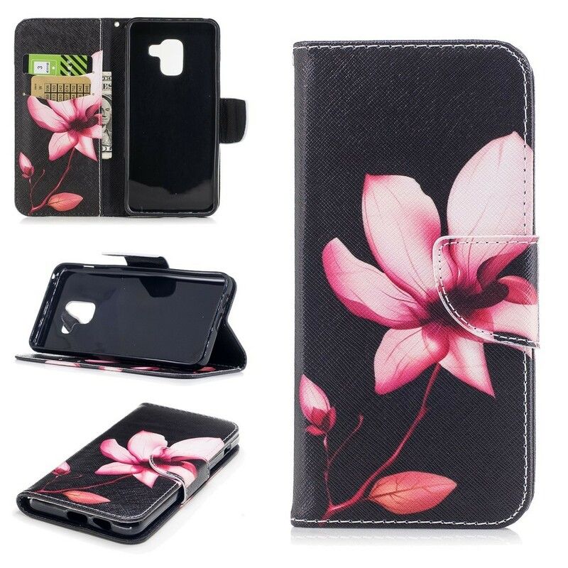 Flip Cover Samsung Galaxy A8 2018 Pink Blomst