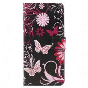 Flip Cover Samsung Galaxy A8 2018 Sommerfugle Og Blomster