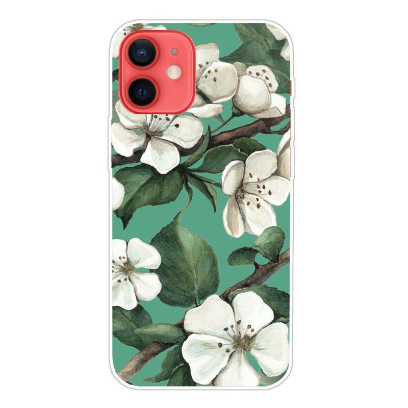 Cover iPhone 13 Mini Hvide Malede Blomster