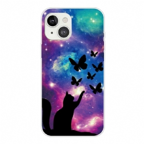 Cover iPhone 13 Mini Kat Og Sommerfugle I Rummet