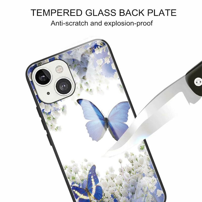 Cover iPhone 13 Mini Sommerfugledesign Af Hærdet Glas