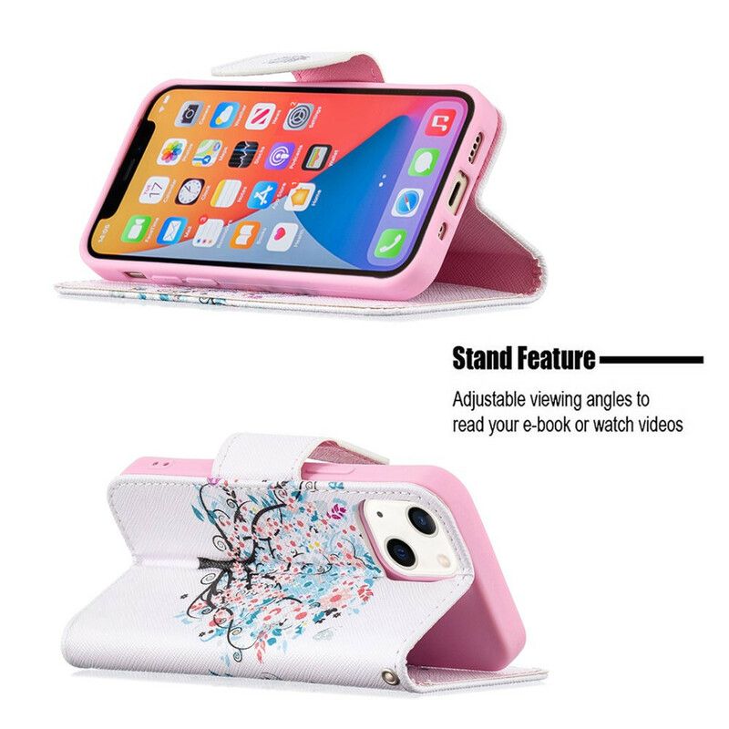 Flip Cover iPhone 13 Mini Blomstret Træ