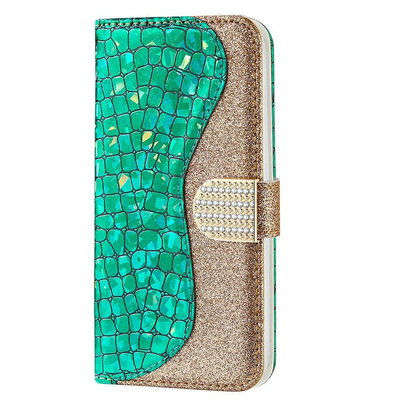 Flip Cover iPhone 13 Mini Croc Diamanter