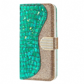 Flip Cover iPhone 13 Mini Croc Diamanter