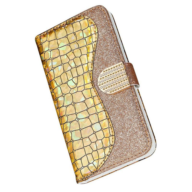 Flip Cover iPhone 13 Mini Croc Diamanter