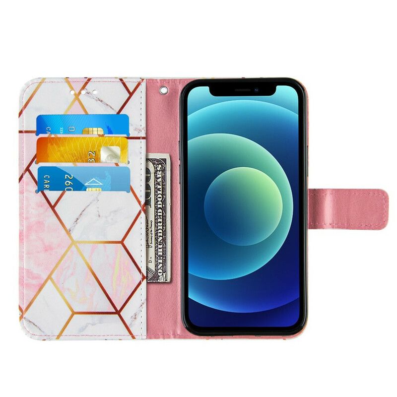 Flip Cover iPhone 13 Mini Geometrisk Marmor