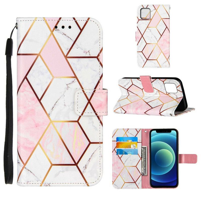 Flip Cover iPhone 13 Mini Geometrisk Marmor