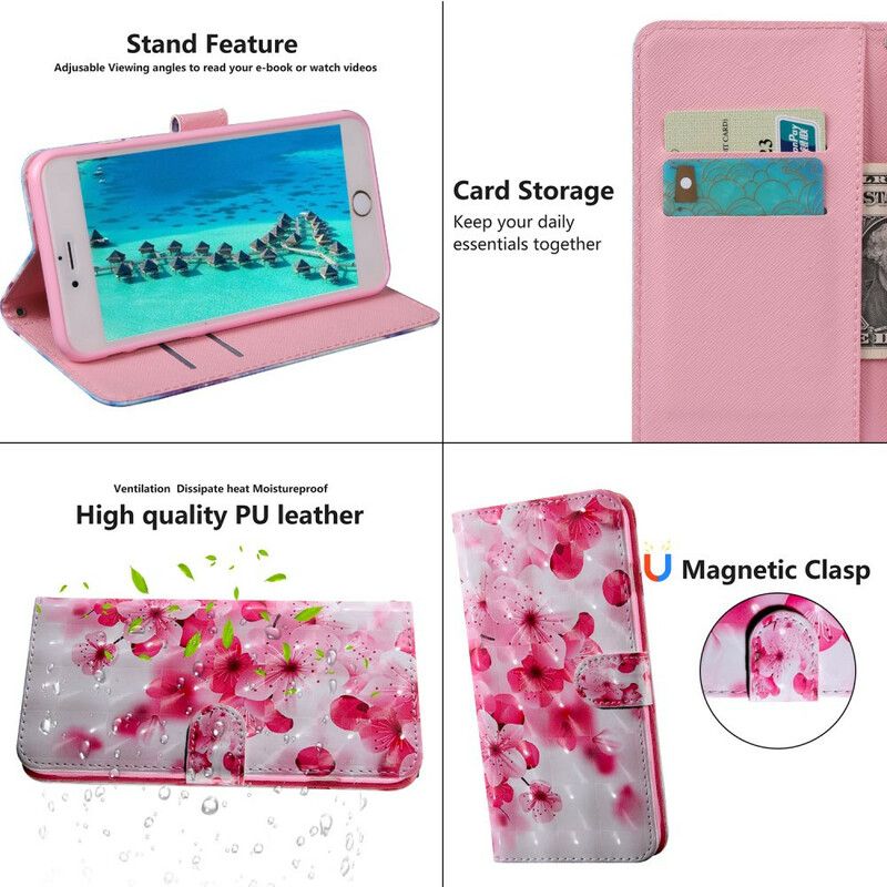 Flip Cover iPhone 13 Mini Lyse Pletblomster Blomstrer