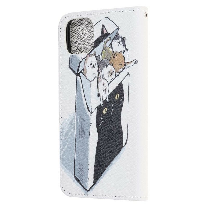 Flip Cover iPhone 13 Mini Med Snor Thong Cats Levering