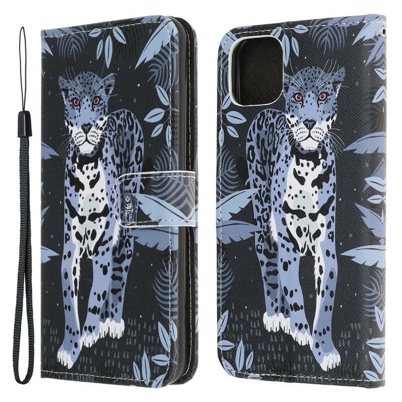 Flip Cover iPhone 13 Mini Med Snor Thong Leopard