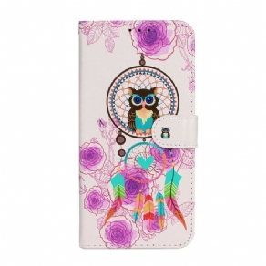 Læder Cover iPhone 13 Mini Med Snor Thong Ugle Mandala