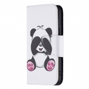 Læder Cover iPhone 13 Mini Panda Sjov