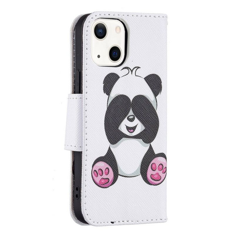 Læder Cover iPhone 13 Mini Panda Sjov