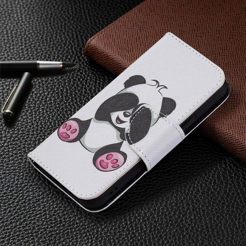 Læder Cover iPhone 13 Mini Panda Sjov