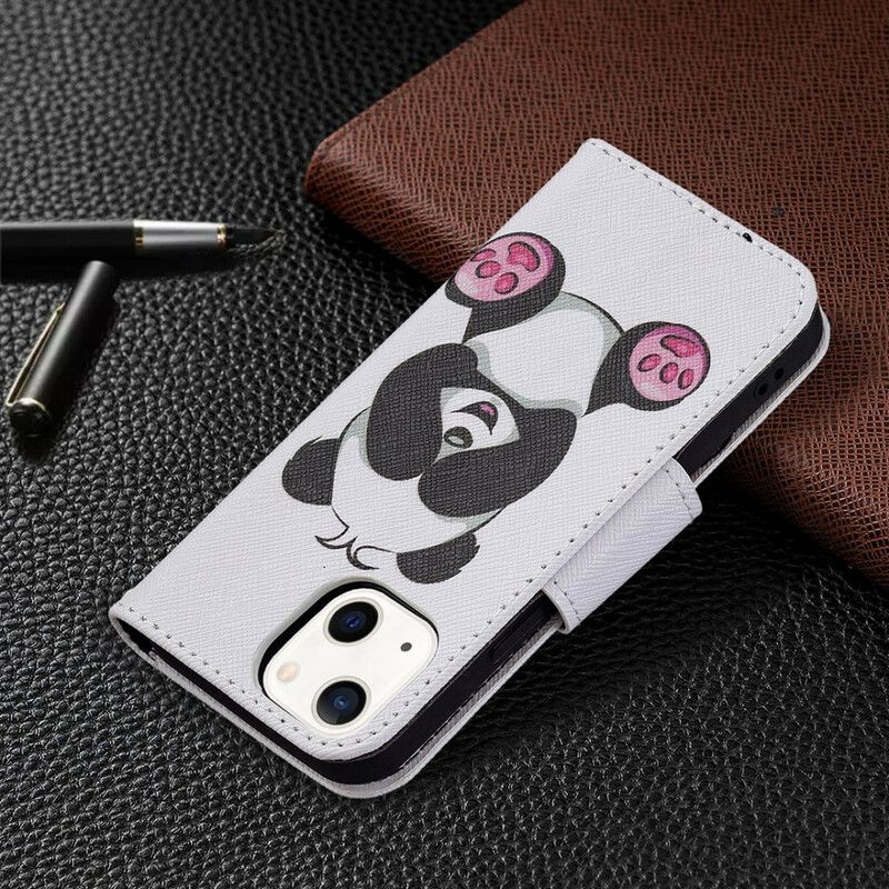 Læder Cover iPhone 13 Mini Panda Sjov