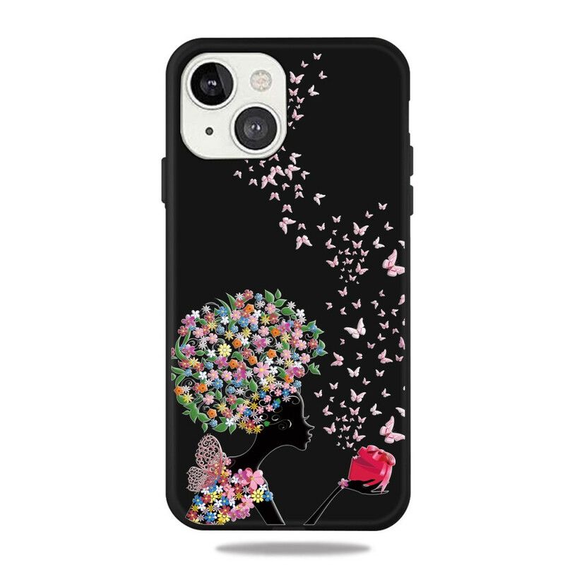 Mobilcover iPhone 13 Mini Kvinde Med Blomsterhoved