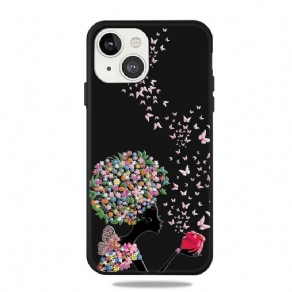 Mobilcover iPhone 13 Mini Kvinde Med Blomsterhoved