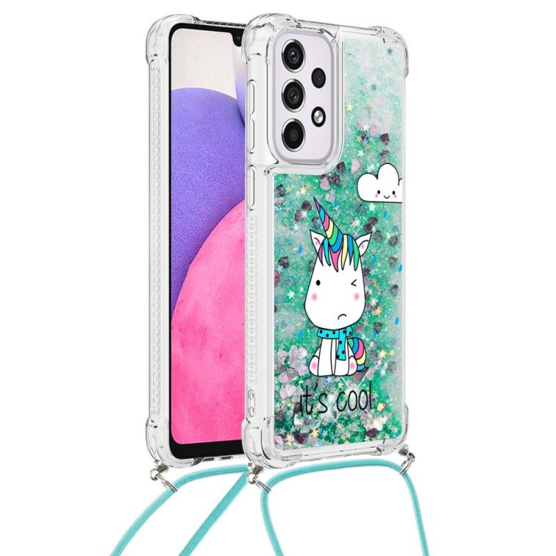 Cover Samsung Galaxy A33 5G Med Snor Enhjørning Glitter Snøre