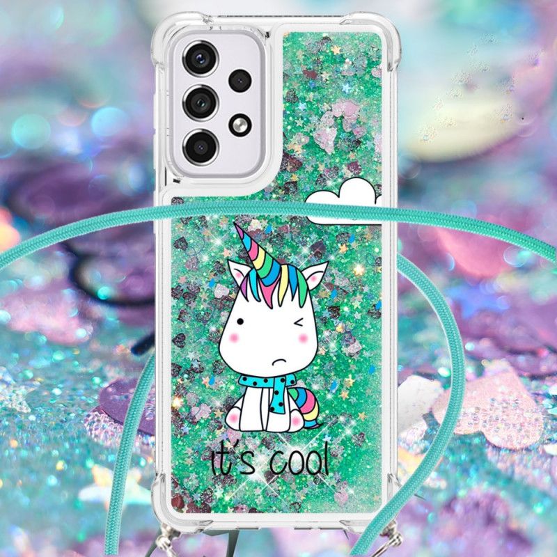 Cover Samsung Galaxy A33 5G Med Snor Enhjørning Glitter Snøre