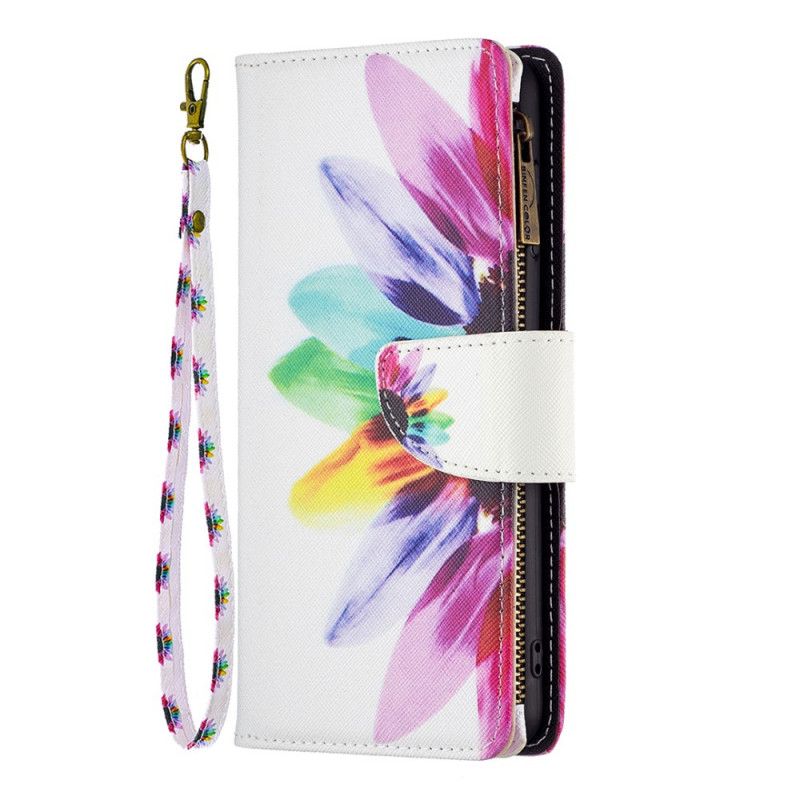 Flip Cover Samsung Galaxy A33 5G Blomsterlomme Med Lynlås