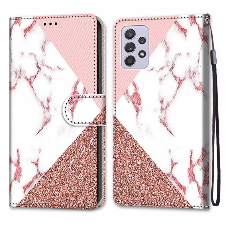 Flip Cover Samsung Galaxy A33 5G Marmor Og Glittertrekant