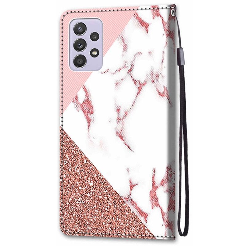 Flip Cover Samsung Galaxy A33 5G Marmor Og Glittertrekant