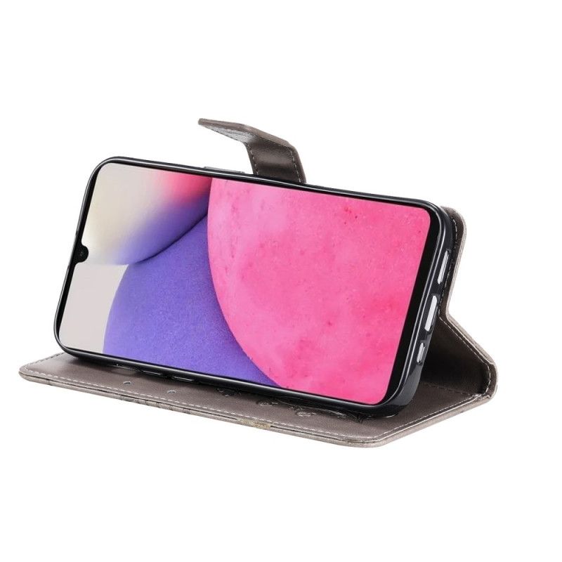 Flip Cover Samsung Galaxy A33 5G Med Snor Kæmpe Strappy Sommerfugle