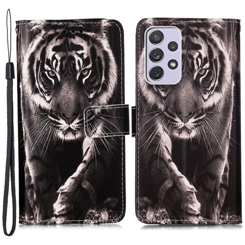 Flip Cover Samsung Galaxy A33 5G Med Snor Strapped Night Tiger