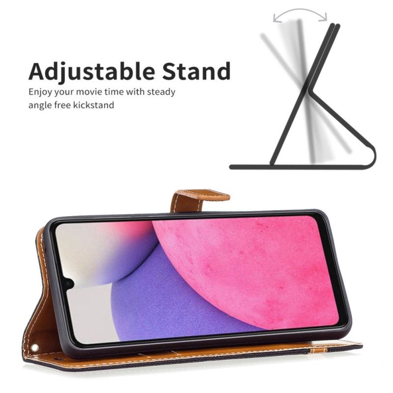 Flip Cover Samsung Galaxy A33 5G Med Snor Strop I Stof Og Læderlook