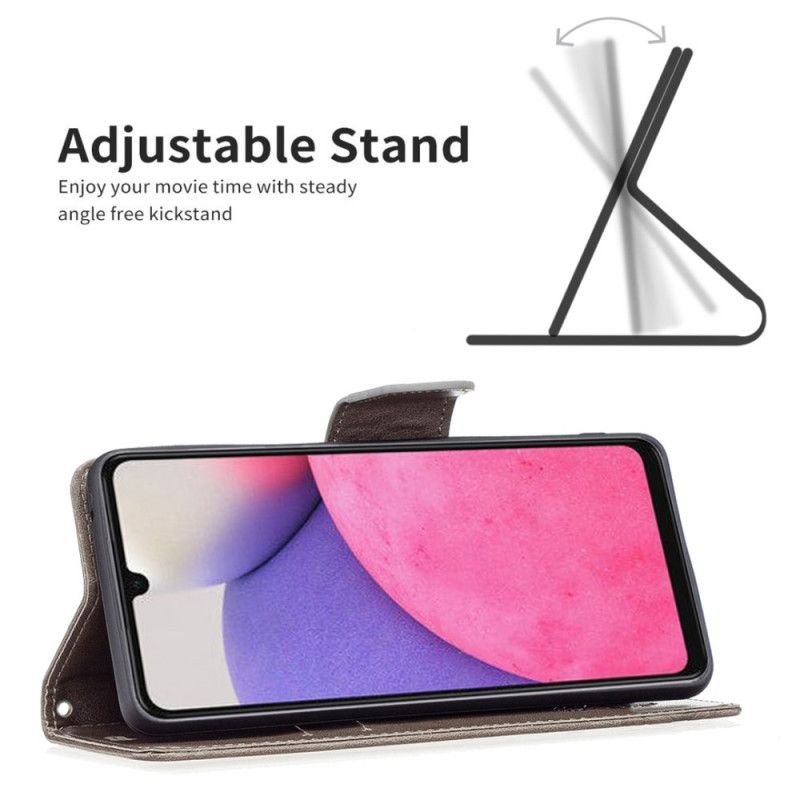 Flip Cover Samsung Galaxy A33 5G Med Snor Thong Sommerfugle