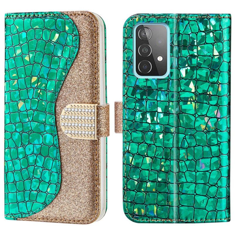 Læder Cover Samsung Galaxy A33 5G Croc Diamanter