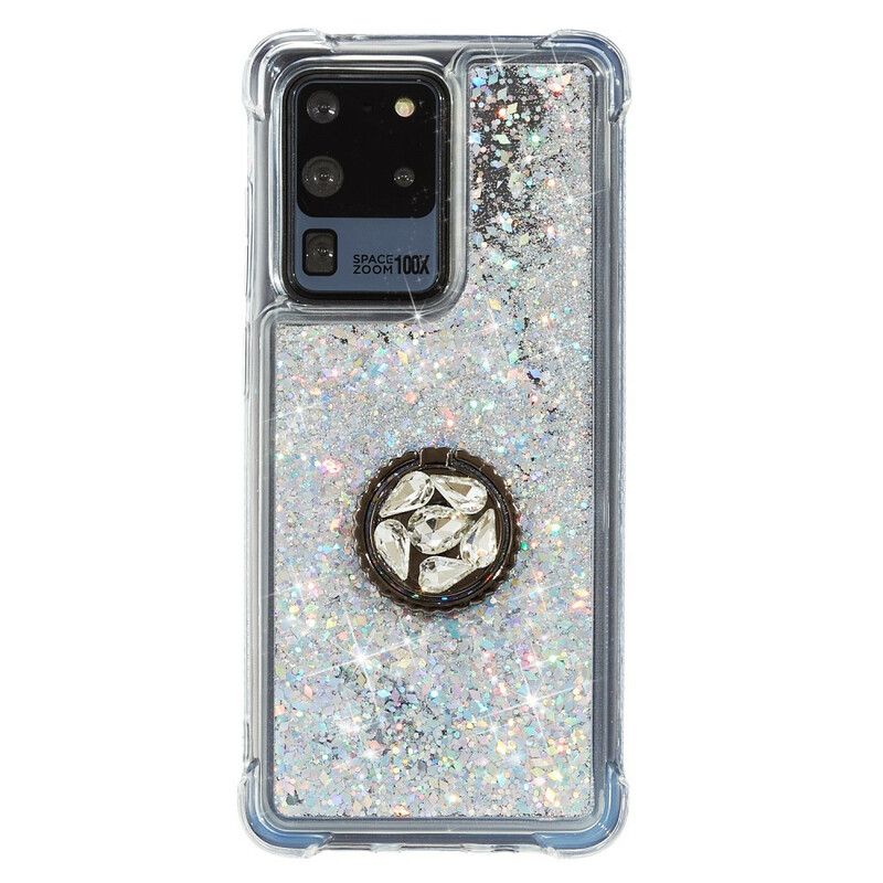 Cover Samsung Galaxy S20 Ultra Glitter Ring-støtte