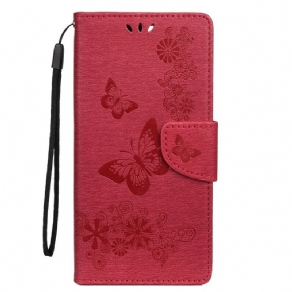 Flip Cover Samsung Galaxy S20 Ultra Kun Sommerfugle Med Snor