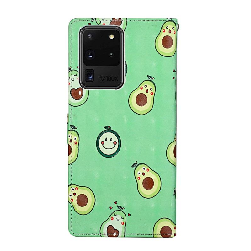 Flip Cover Samsung Galaxy S20 Ultra Med Snor Avocado Justerbar Rem