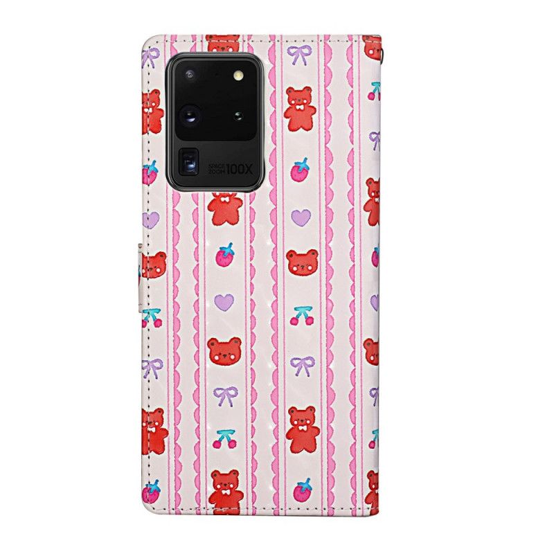 Flip Cover Samsung Galaxy S20 Ultra Med Snor Justerbare Stropper