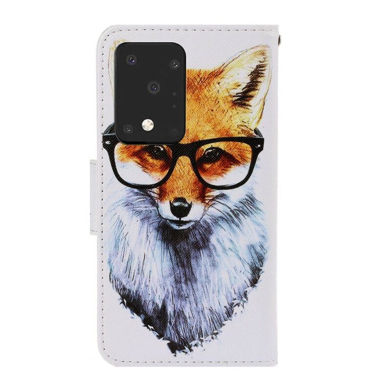 Læder Cover Samsung Galaxy S20 Ultra Med Snor Smart Fox Med Rem