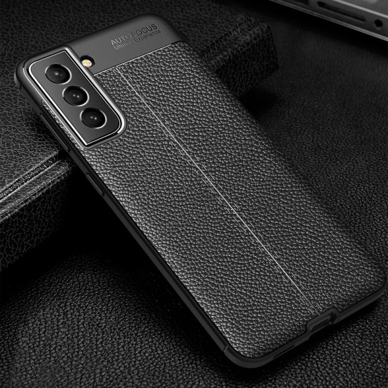 Cover Samsung Galaxy S22 5G Dobbelt Linje Litchi Lædereffekt