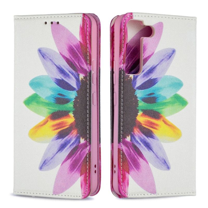 Cover Samsung Galaxy S22 5G Flip Cover Akvarelblomst