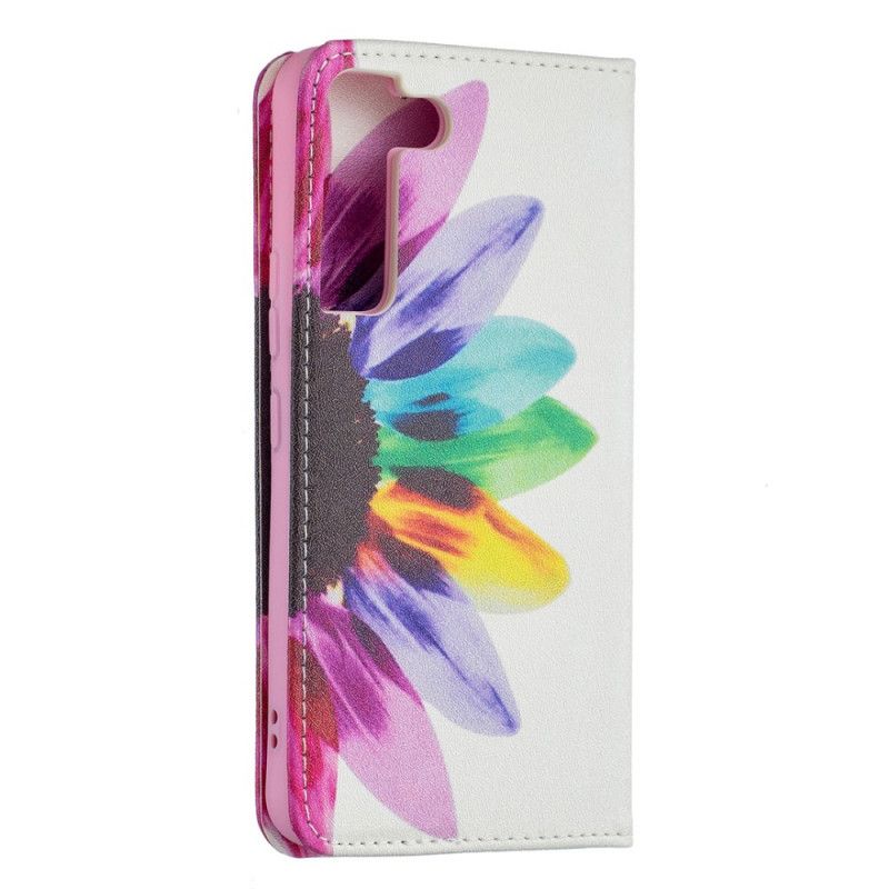 Cover Samsung Galaxy S22 5G Flip Cover Akvarelblomst