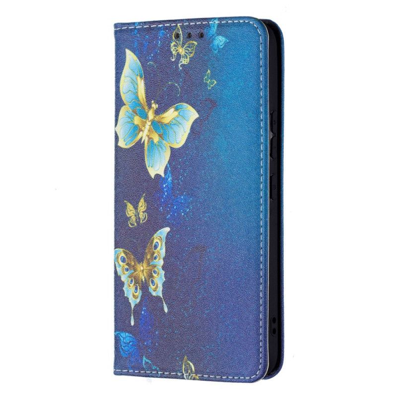 Cover Samsung Galaxy S22 5G Flip Cover Farverige Sommerfugle