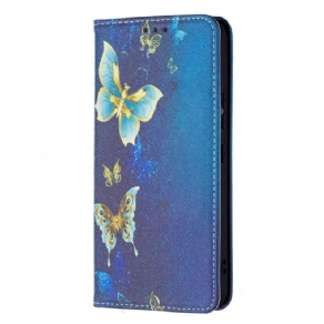 Cover Samsung Galaxy S22 5G Flip Cover Farverige Sommerfugle